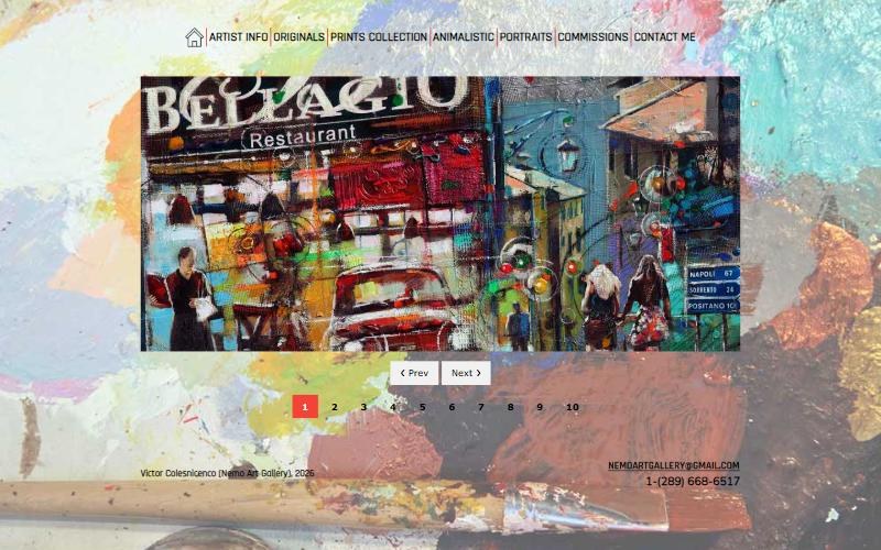 Screenshot of the Nemo Art Gallery website